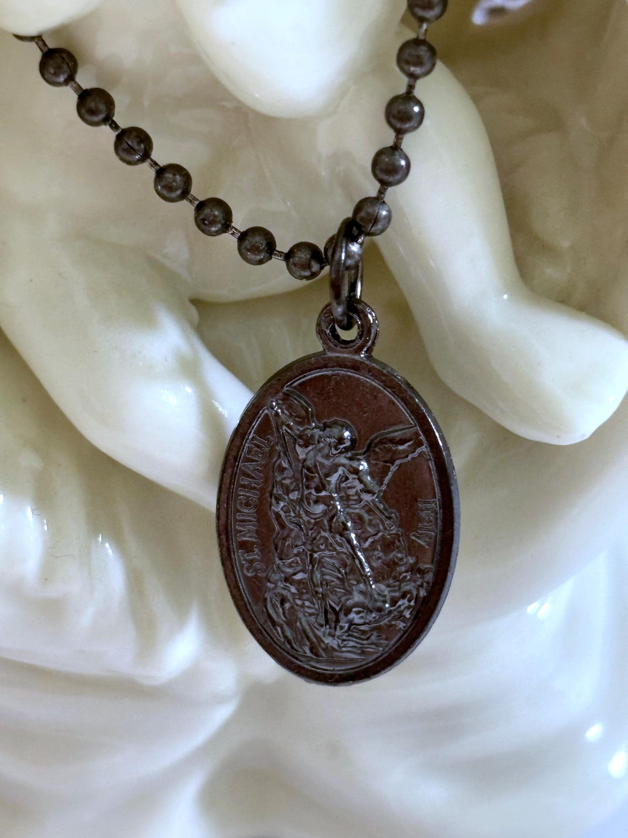 St. Michael & Guardian Angel Gun Metal Finish Double Sided