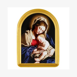 Madonna and Child Wood Wall Plaque Catholic Faith Blessed Mother Child Jesus Devotional Religious Art