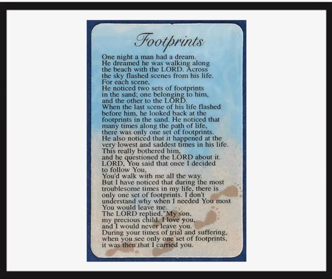 Footprints in the Sand Christian Poem Laminated Plastic Prayer Card ...