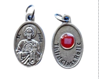 St Jude Relic Medal Charm 3rd Class Relic Patron Saint of Impossible Causes Catholic Medal for Jewelry