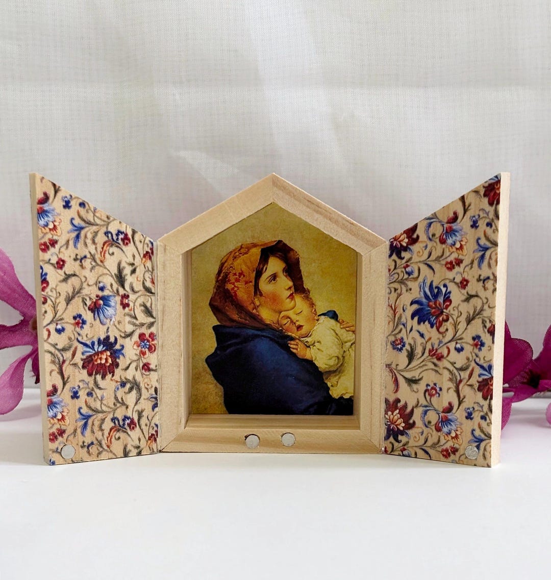 Madonna of the Streets Wooden Diptych Bi-fold Religious Art Work ...