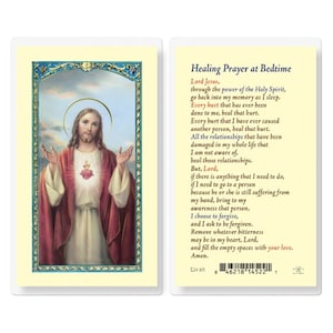 Healing Prayer at Bedtime Holy Prayer Card Laminated