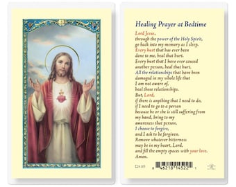 Healing Prayer at Bedtime Holy Prayer Card Laminated