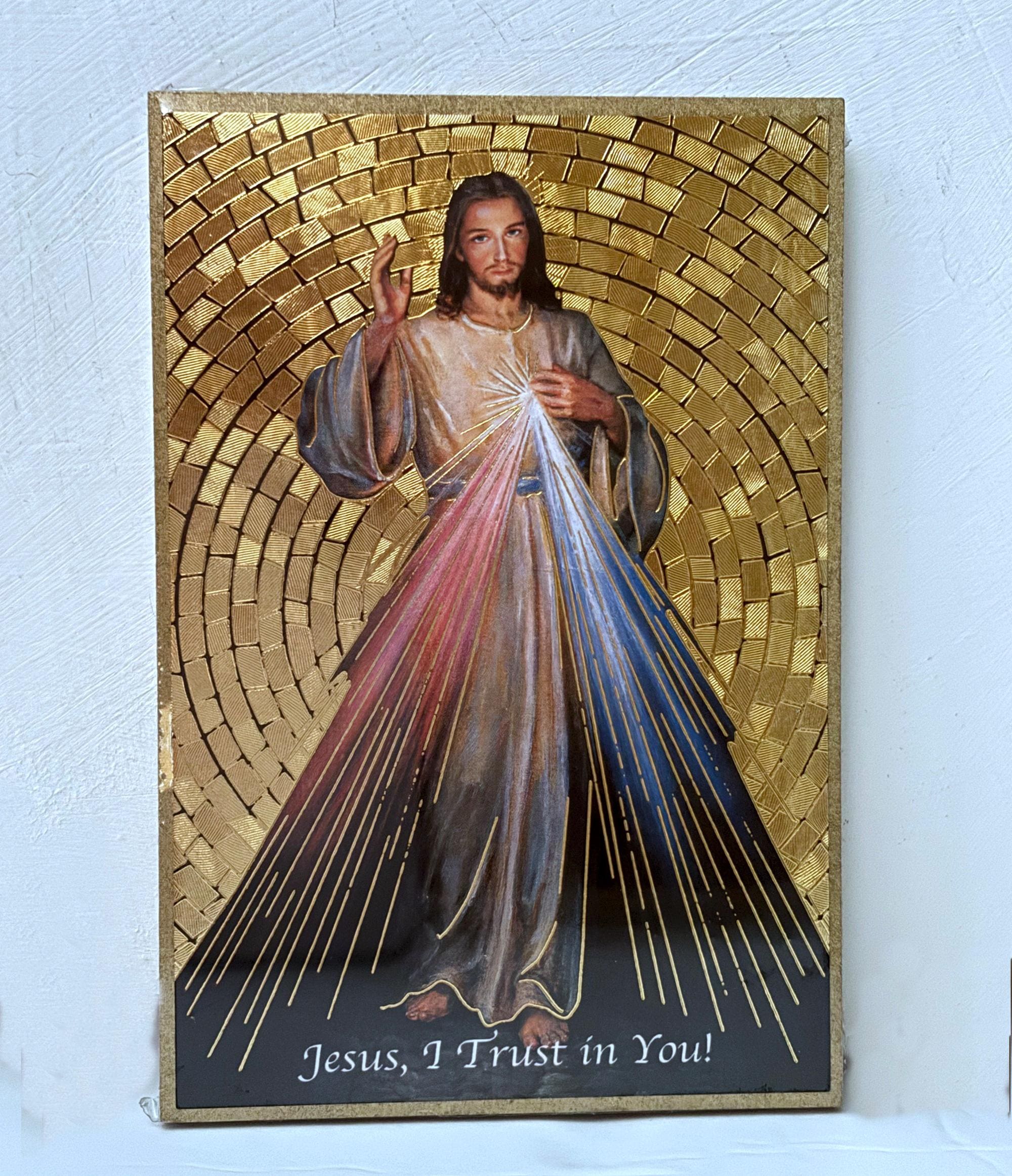 The Divine Mercy Gold Foil Mosaic Plaque 4