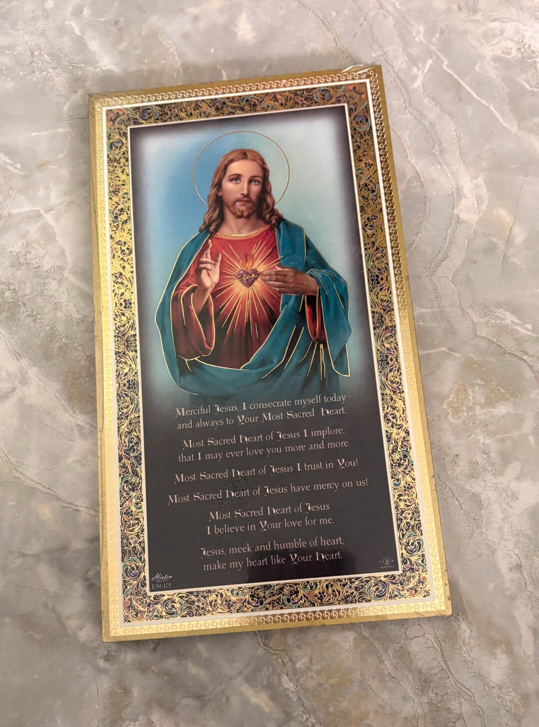 Sacred Heart of Jesus Wall Plaque With Prayer Religious Wall Decor From ...