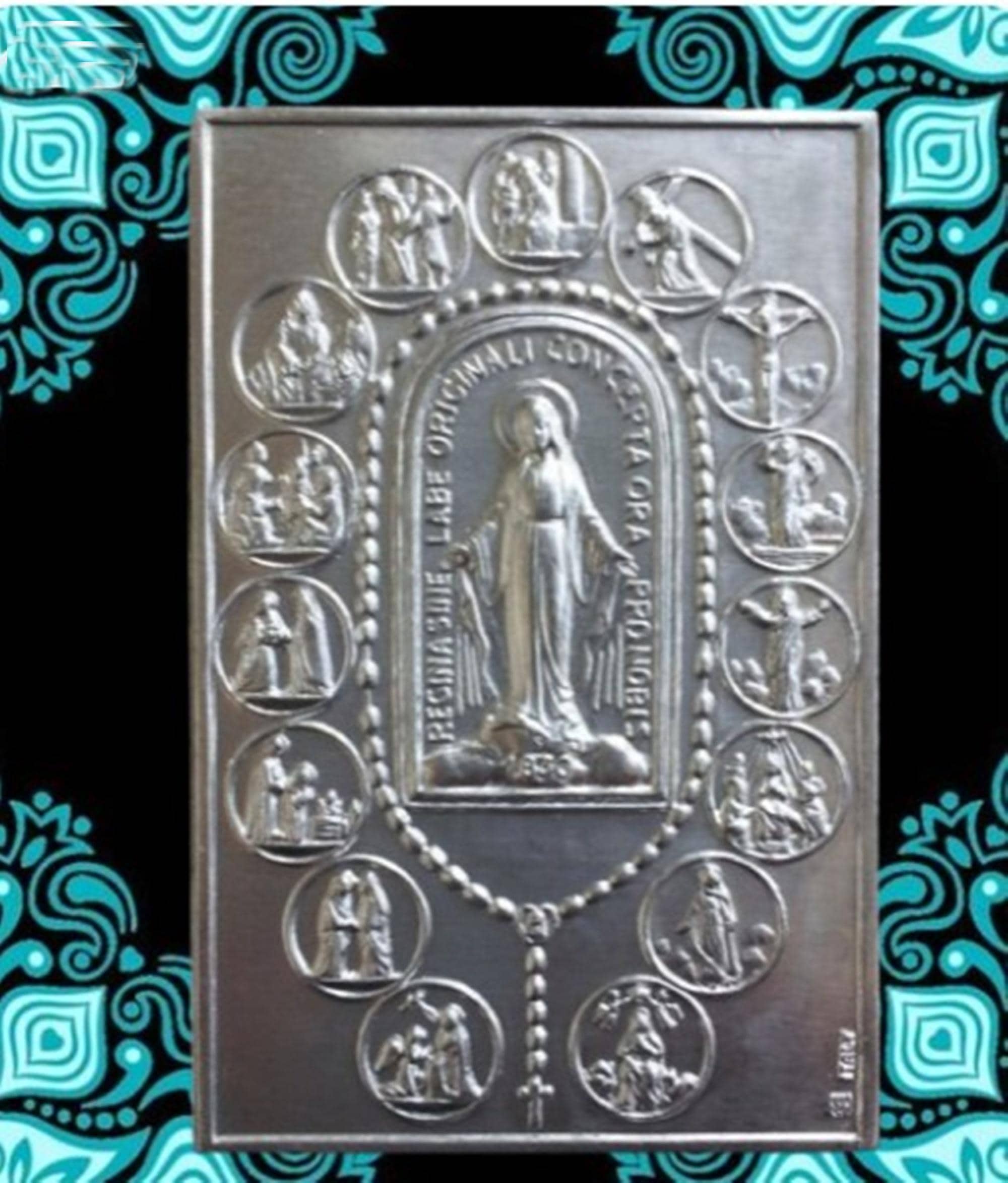 Catholic Mysteries of the Holy Rosary Metal Plaque With 15 Mysteries ...