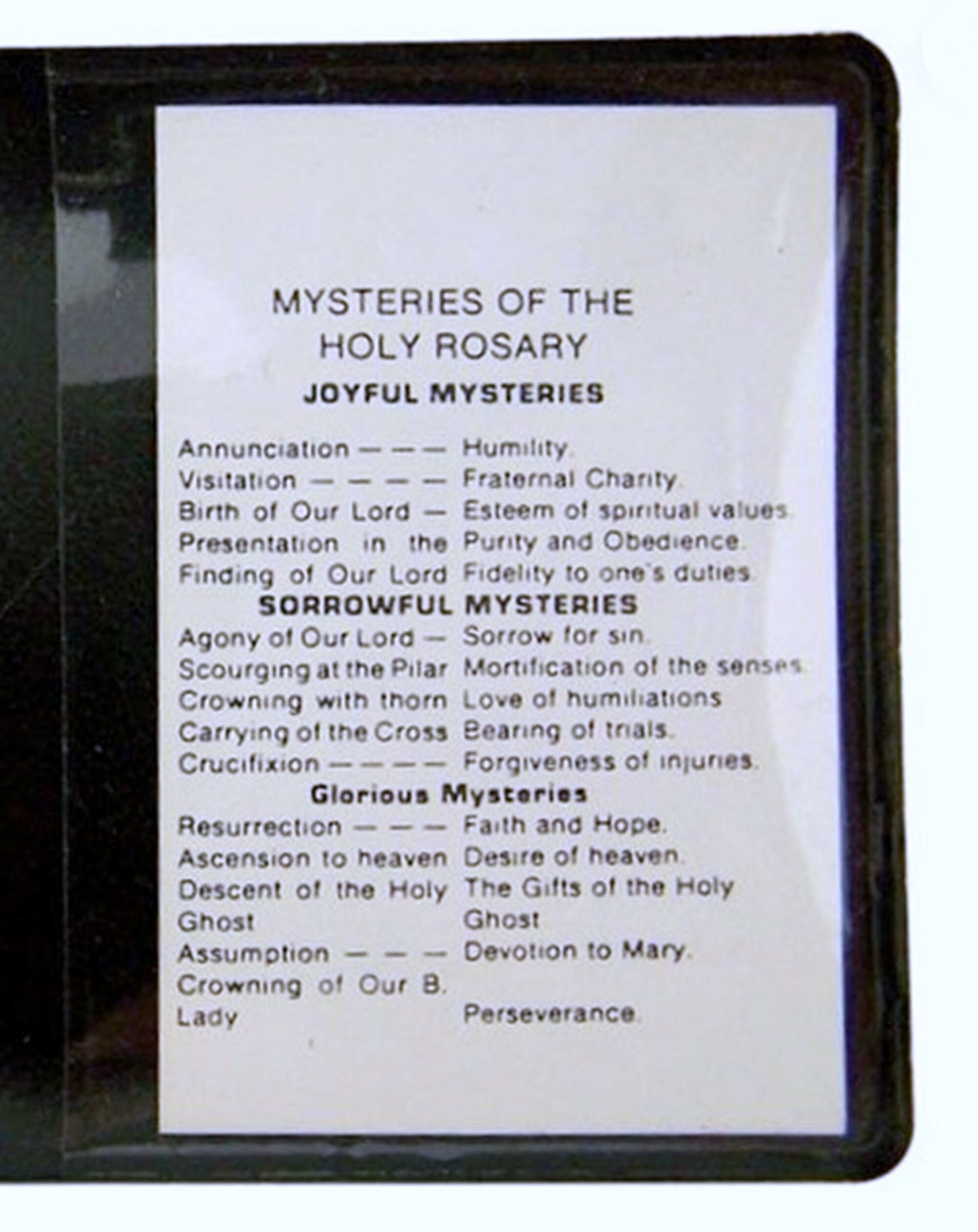 Catholic Mysteries of the Holy Rosary Metal Plaque With 15 Mysteries ...