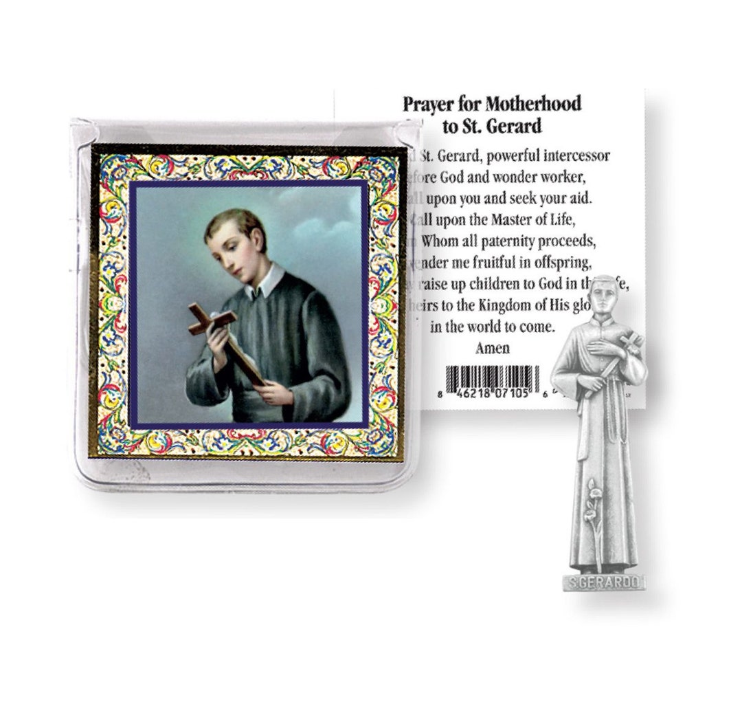 St Gerard Patron Saint of Motherhood Mini Pocket Statue W/ Prayer for