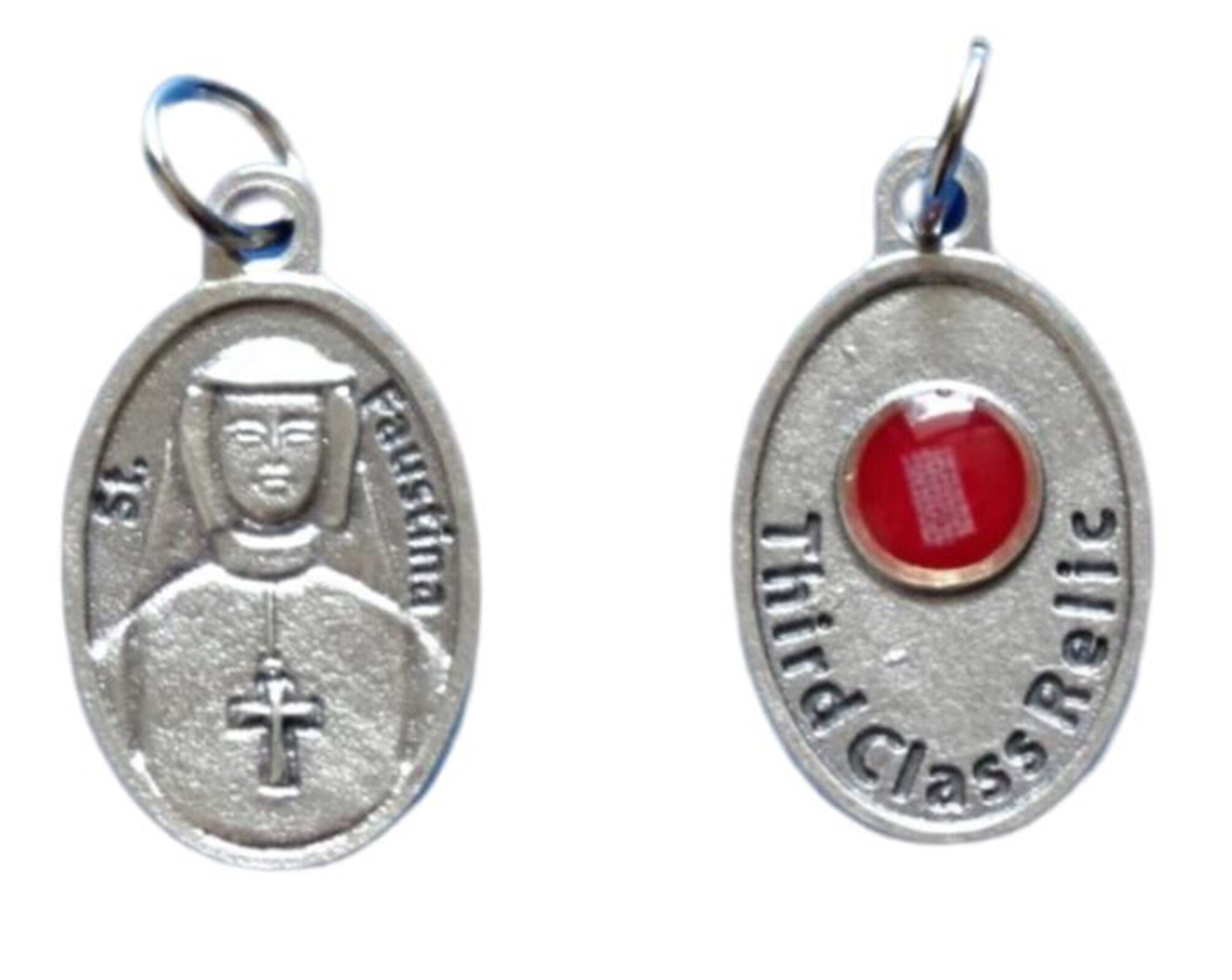 St Faustina Relic Medal Charm 3rd Class Relic Patron Saint of Mercy
