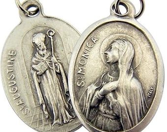 St Monica St Augustine Double Sided Medal Catholic Saints Charm Jewelry Supply