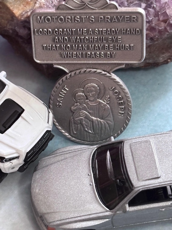St Joseph Motorist Prayer Visor Clip Pewter Catholic Auto Travel