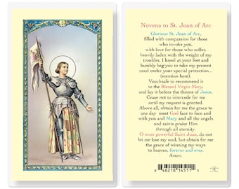 St Joan of Arc Holy Card Laminated Catholic Prayer Card Patron Saint Novena St Joan Prayer
