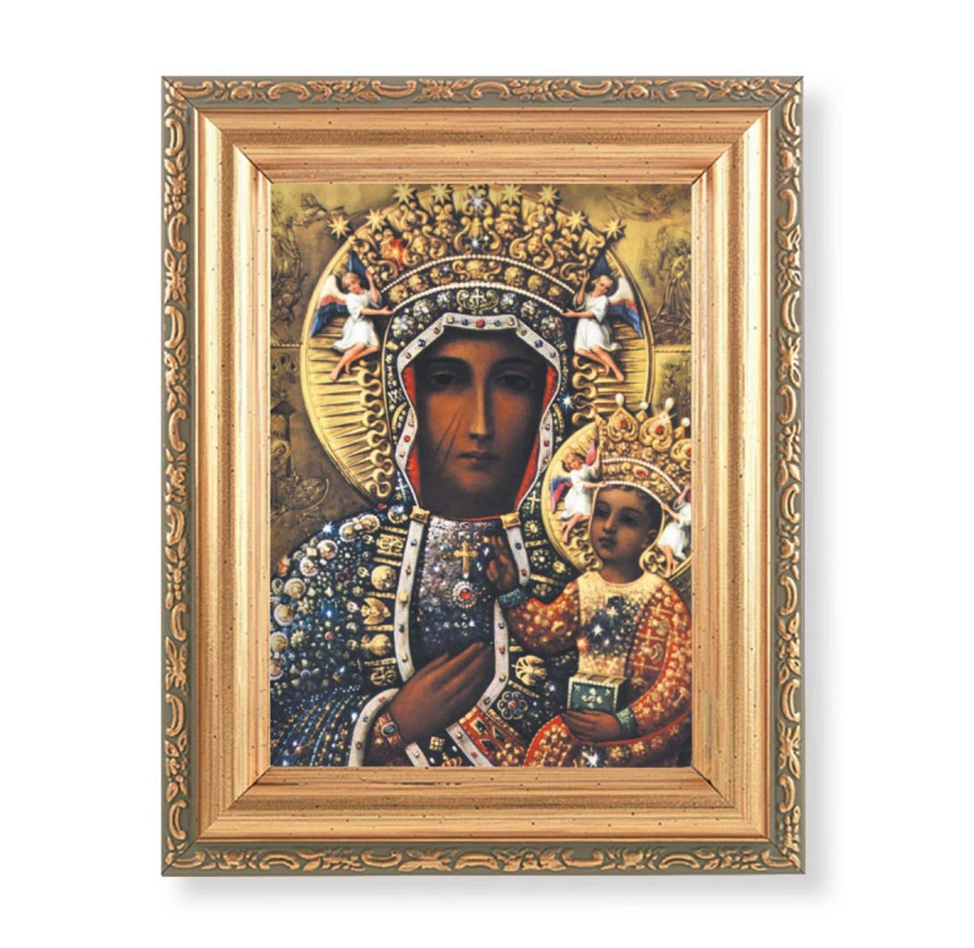 Our Lady of Czestochowa Italian Print Gold-leaf Antique Framed Art