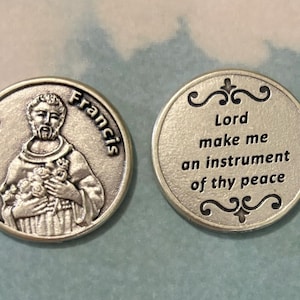 St Francis Pocket Token Instrument of Peace Religious Prayer Coin