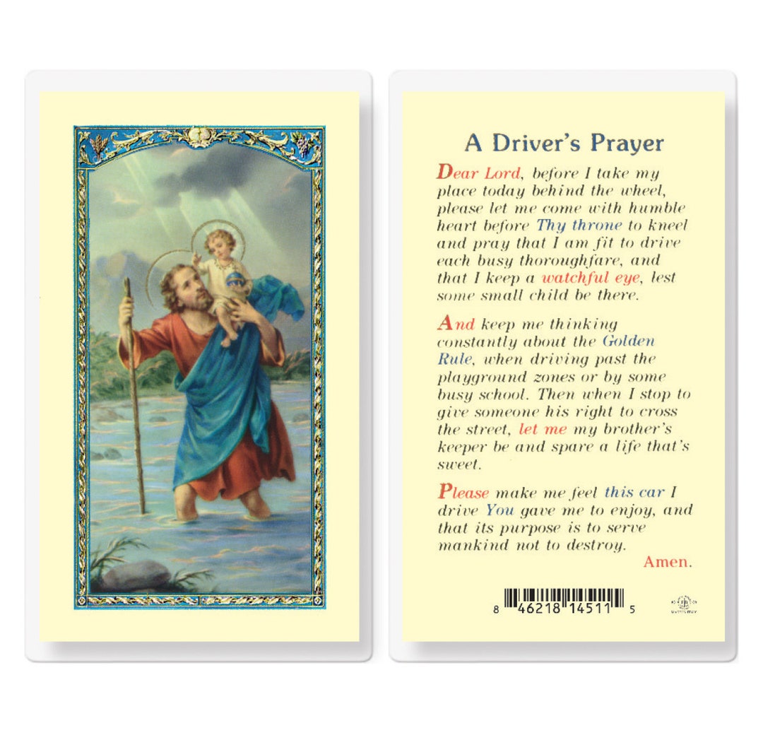 A Driver's Prayer St Christopher Patron Saint of Travel Holy Prayer