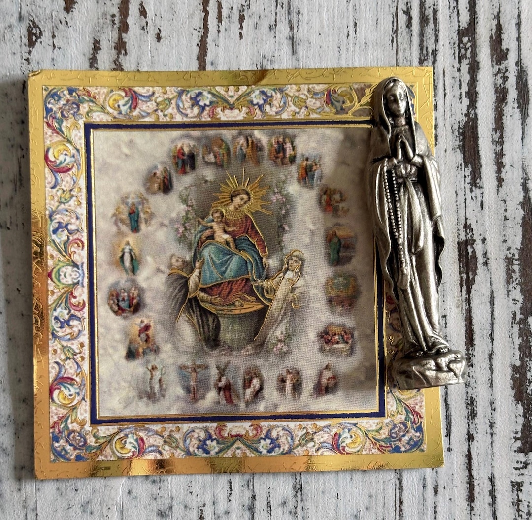Italian Pocket Statue Our Lady of the Rosary Blessed Virgin Mary ...
