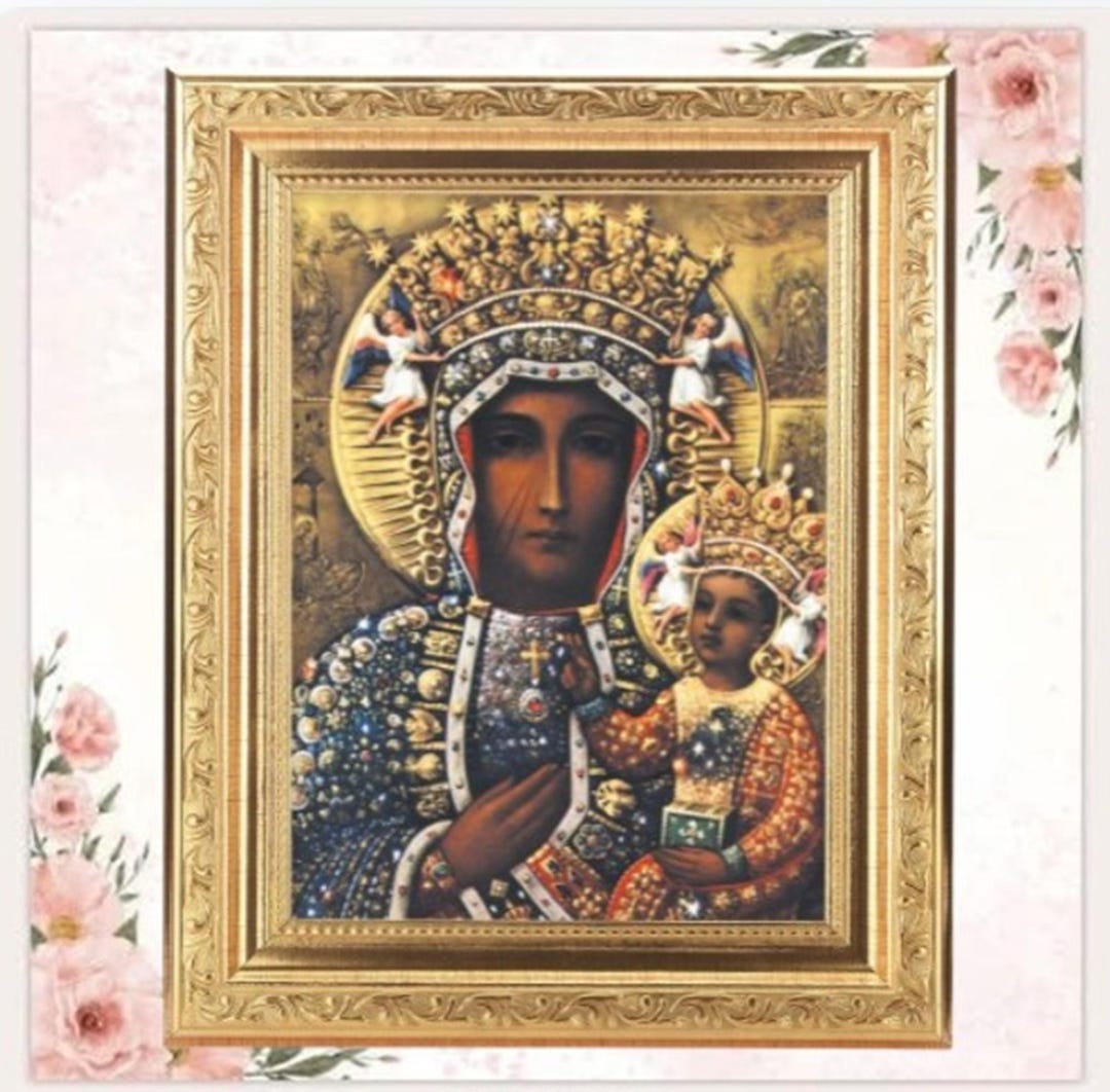Our Lady of Czestochowa Italian Print Gold-leaf Framed Art Catholic ...