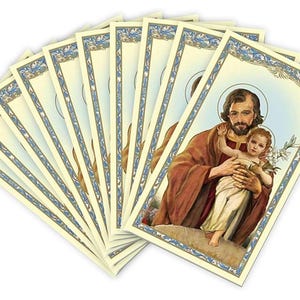 St. Joseph and Child Prayer Card Novena to St Joseph for Protection and Intercession -Card Stock Set of 10