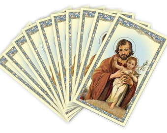 St. Joseph and Child Prayer Card Novena to St Joseph for Protection and Intercession -Card Stock Set of 10