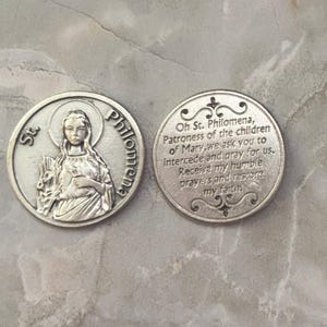 St Philomena Pocket Token Patroness of Children Catholic Prayer Coin