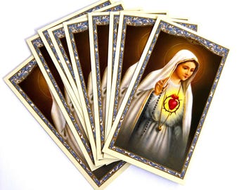 Immaculate Heart of Mary Holy Prayer Card Catholic Faith - Blessed Virgin - Card Stock  Set of 10