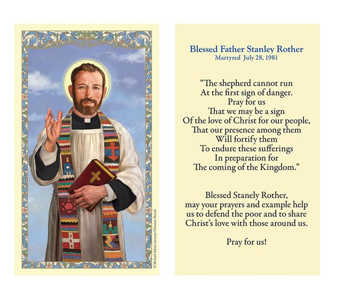 Blessed Father Stanley Rother Laminated Holy Card Catholic Faith Prayer ...