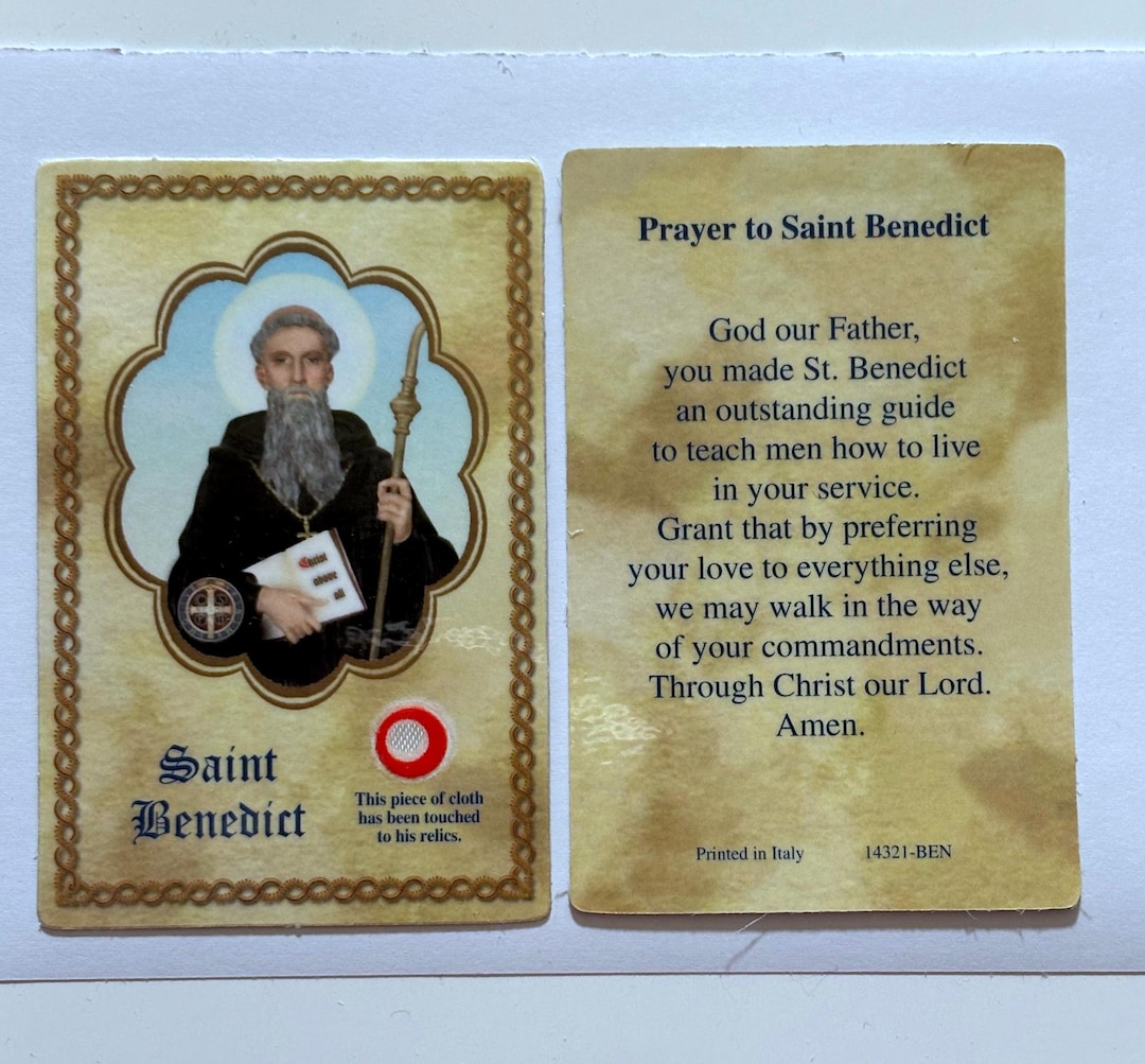 St. Benedict of Nursia Relic Card Laminated Holy Prayer Card W Third ...