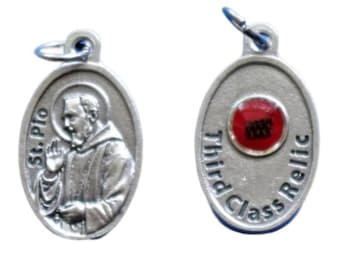 St Pio Relic Medal Charm 3rd Class Relic Patron Saint of Healing Padre Pio
