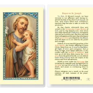 Saint Joseph Catholic Holy Card Laminated Prayer Card - Patron of Fathers, Families