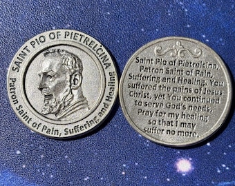 St Pio of Pietrelcina Pocket Token Catholic Healing Prayer Coin