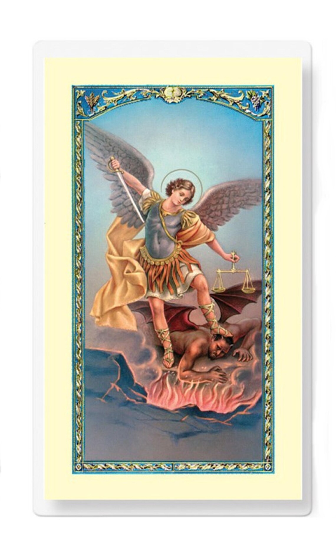St Michael the Archangel Prayer Card Laminated Catholic Protector ...