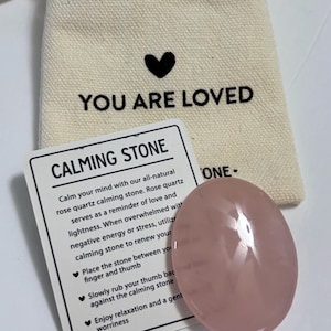Rose Quartz Healing Gemstone Worry Stone Calming Crystal Thumb Stone Rose Quartz Pocket Stone