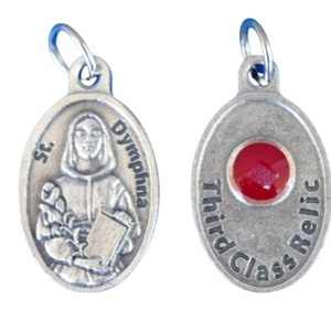 St Dymphna Relic Medal Charm 3rd Class Relic Patron Saint of Mental Health