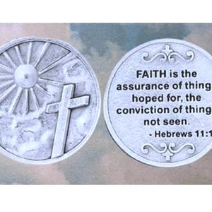 Religious Faith Pocket Token Christian Prayer Coin Hebrews 11:1 Assurance Hope