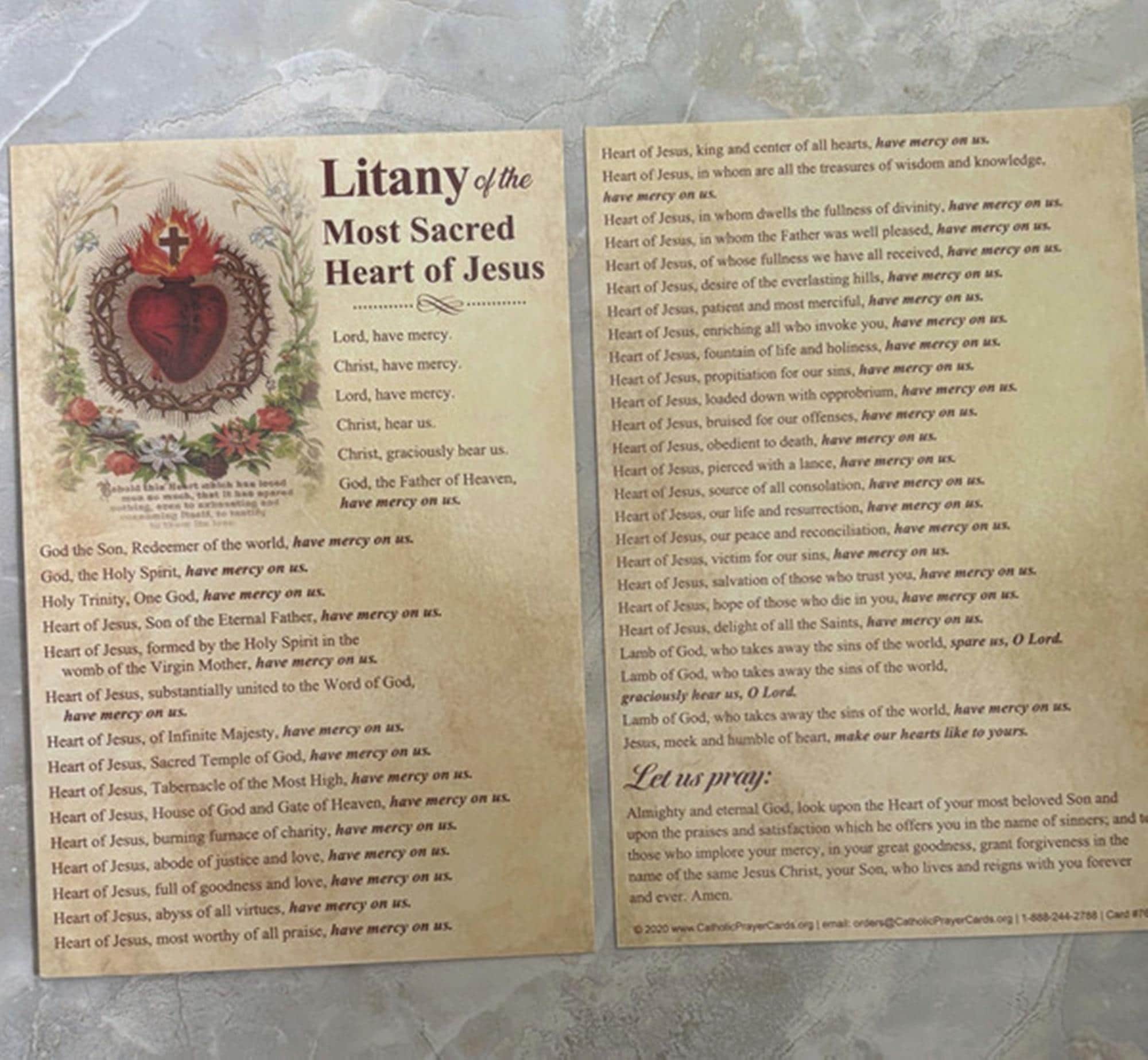 Litany of the Most Sacred Heart of Jesus Christ Large Holy Card
