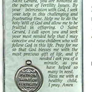 St. Gerard Prayer Card With Medal Patron Saint of Fertility Laminated ...