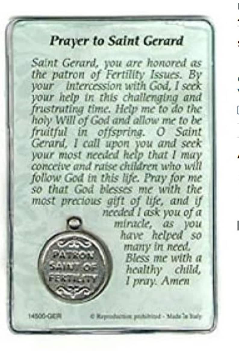 St. Gerard Prayer Card With Medal Patron Saint of Fertility Laminated ...