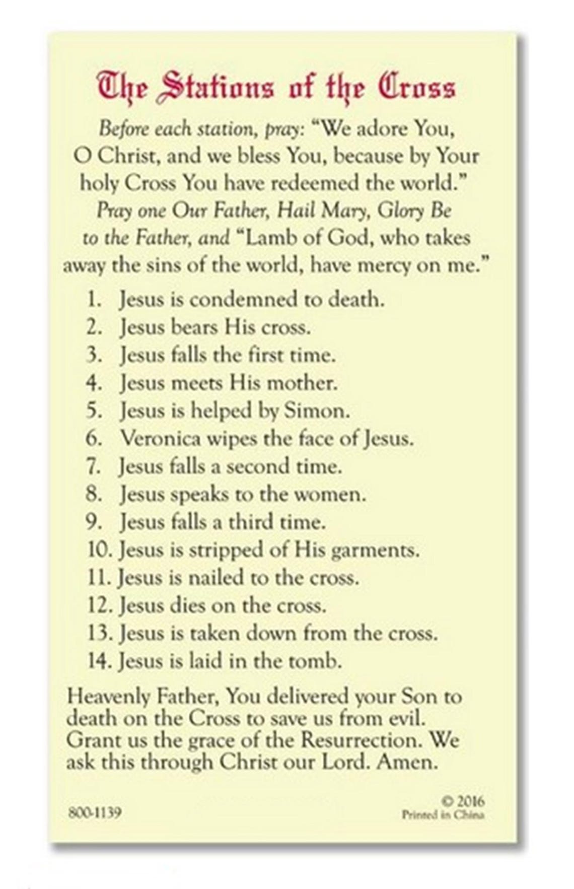 Stations of the Cross Prayer Card Laminated Christian Catholic Holy ...