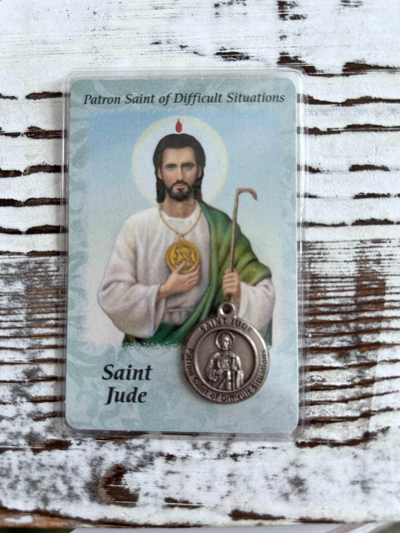 St Jude Prayer Card With Medal Patron Saint of Difficult Situations ...
