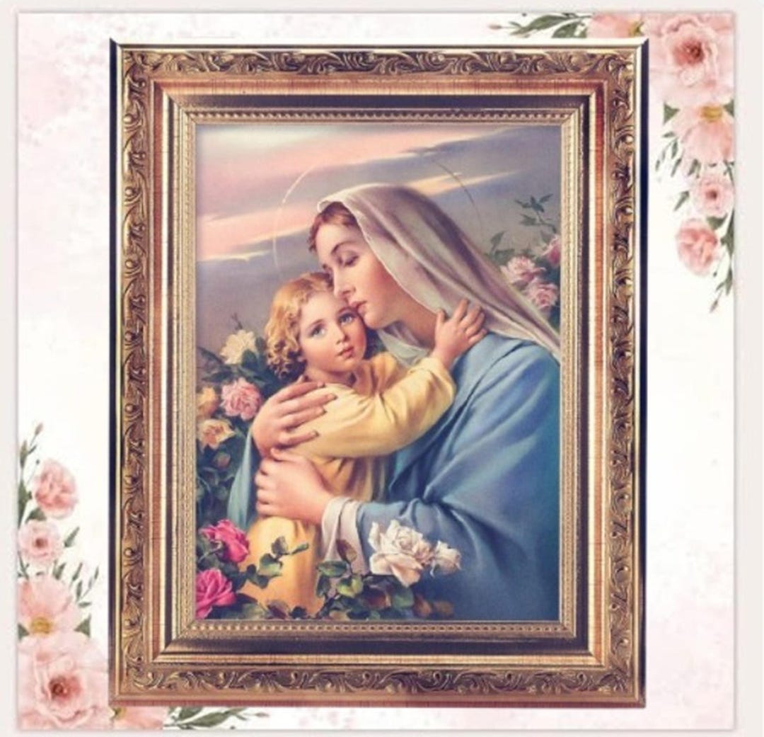 Madonna and Child Italian Print Gold-leaf Framed Art Catholic ...