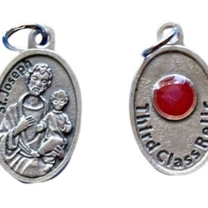 St Joseph Relic Medal Charm 3rd Class Relic Patron Saint of Fathers Expectant Mothers Catholic Medal for Jewelry