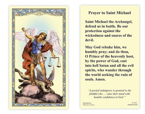Wallet Size Religious Card St. Michael The Archangel Holy Card With ...