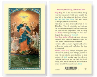 Prayer To Our Lady Untier of Knots Holy Prayer Card Laminated Virgin Mary Devotion