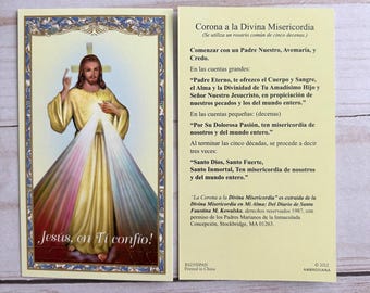 Spanish Divine Mercy Holy Card -  Card Stock Jesús en Ti Confío