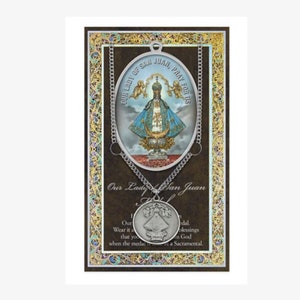 Our Lady of San Juan de los Lagos Pewter Necklace and Prayer Pamphlet The Virgin Mary