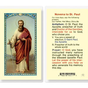 St Paul Novena Prayer Laminated Holy Card Catholic Faith