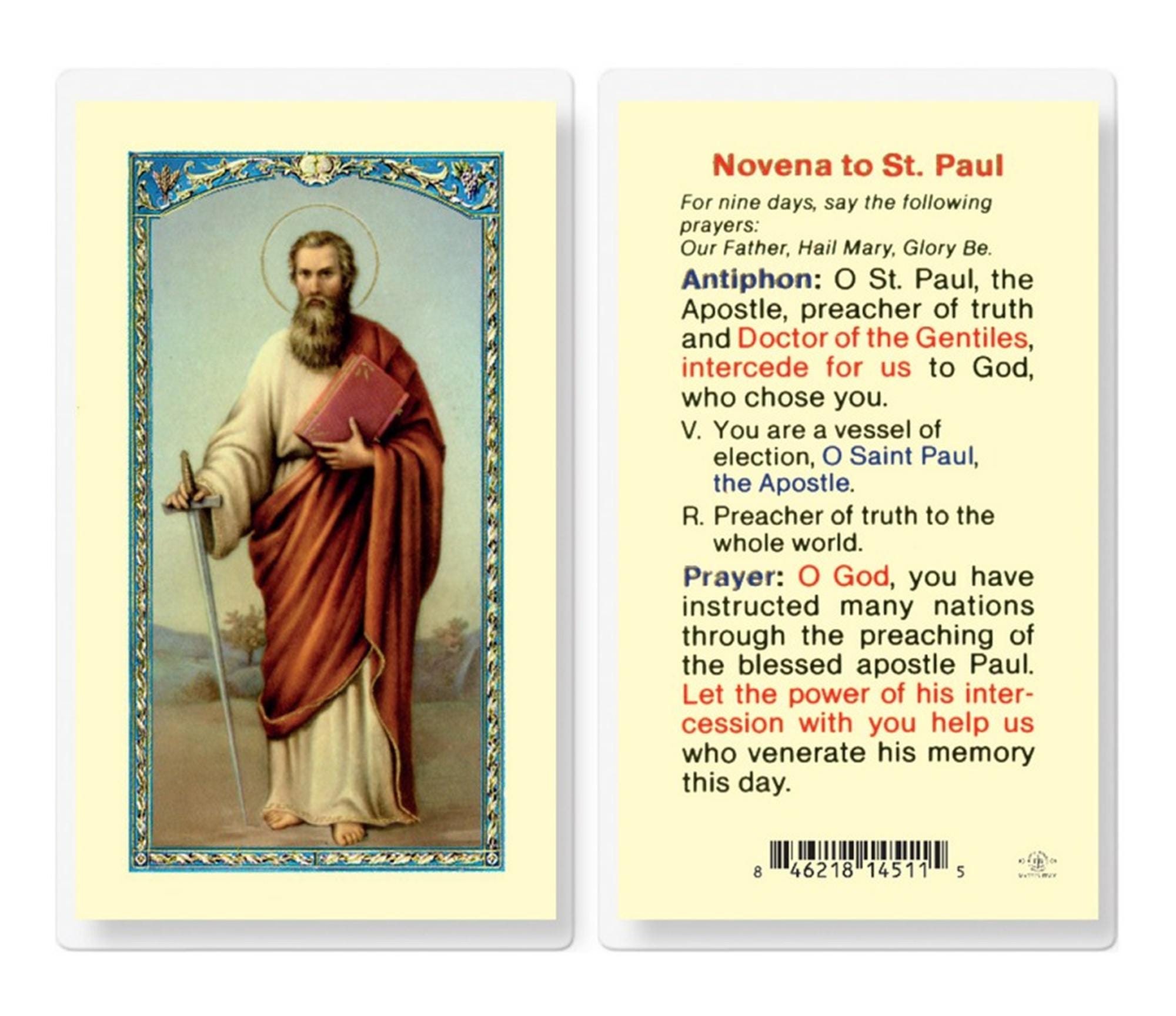 St Paul Novena Prayer Laminated Holy Card Catholic Faith - Etsy