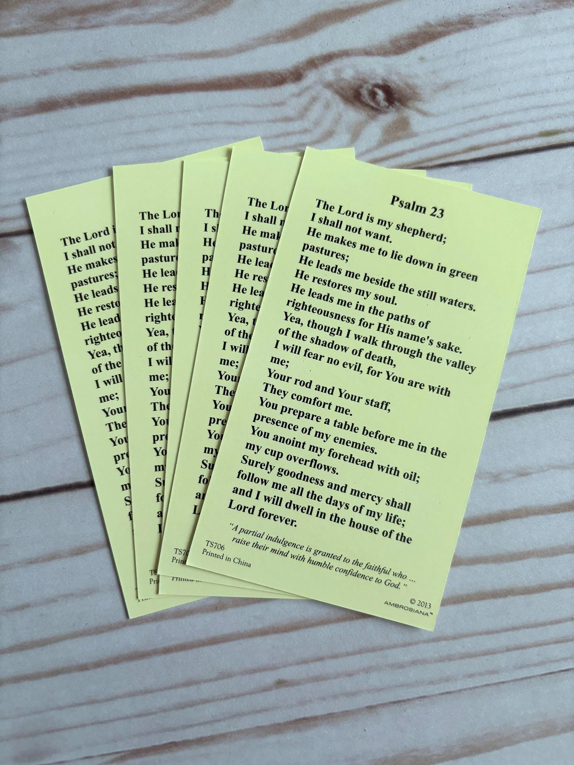 Psalm 23 the Lord is My Shepherd Holy Prayer Card Catholic - Card Stock ...