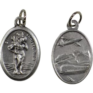 St Christopher / Travel Protection Medal Double Sided 1&quot; Italian Charm Catholic Faith Jewelry Supplies