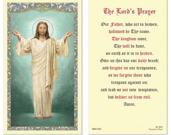 The Lord's Prayer Christ Blessing Holy Prayer Card Laminated Our Father